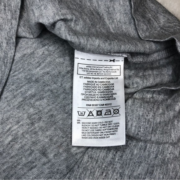 Adidas Grey Striped Cropped T-shirt Size Medium - Picture 7 of 7